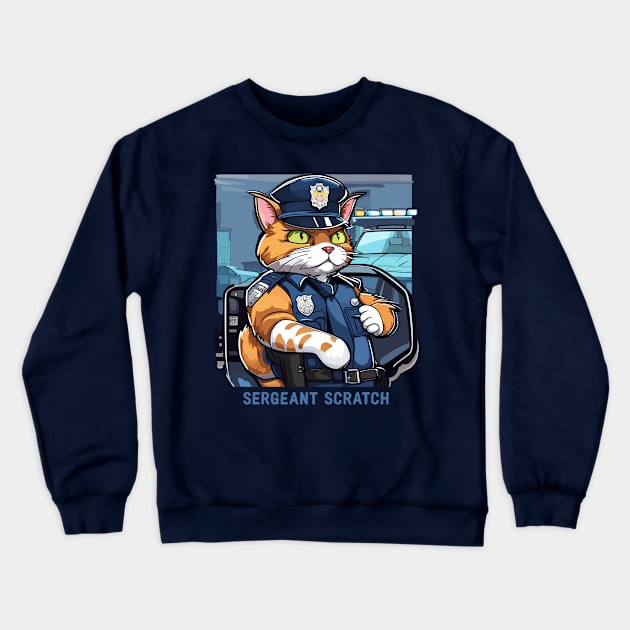 police cat sergeant scratch Crewneck Sweatshirt by Kingrocker Clothing